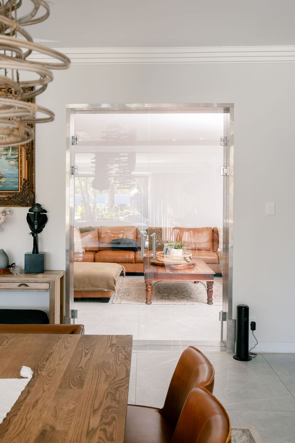 Frameless double glass doors
